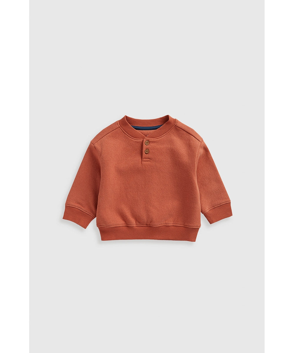 Orange Henley Sweat Top