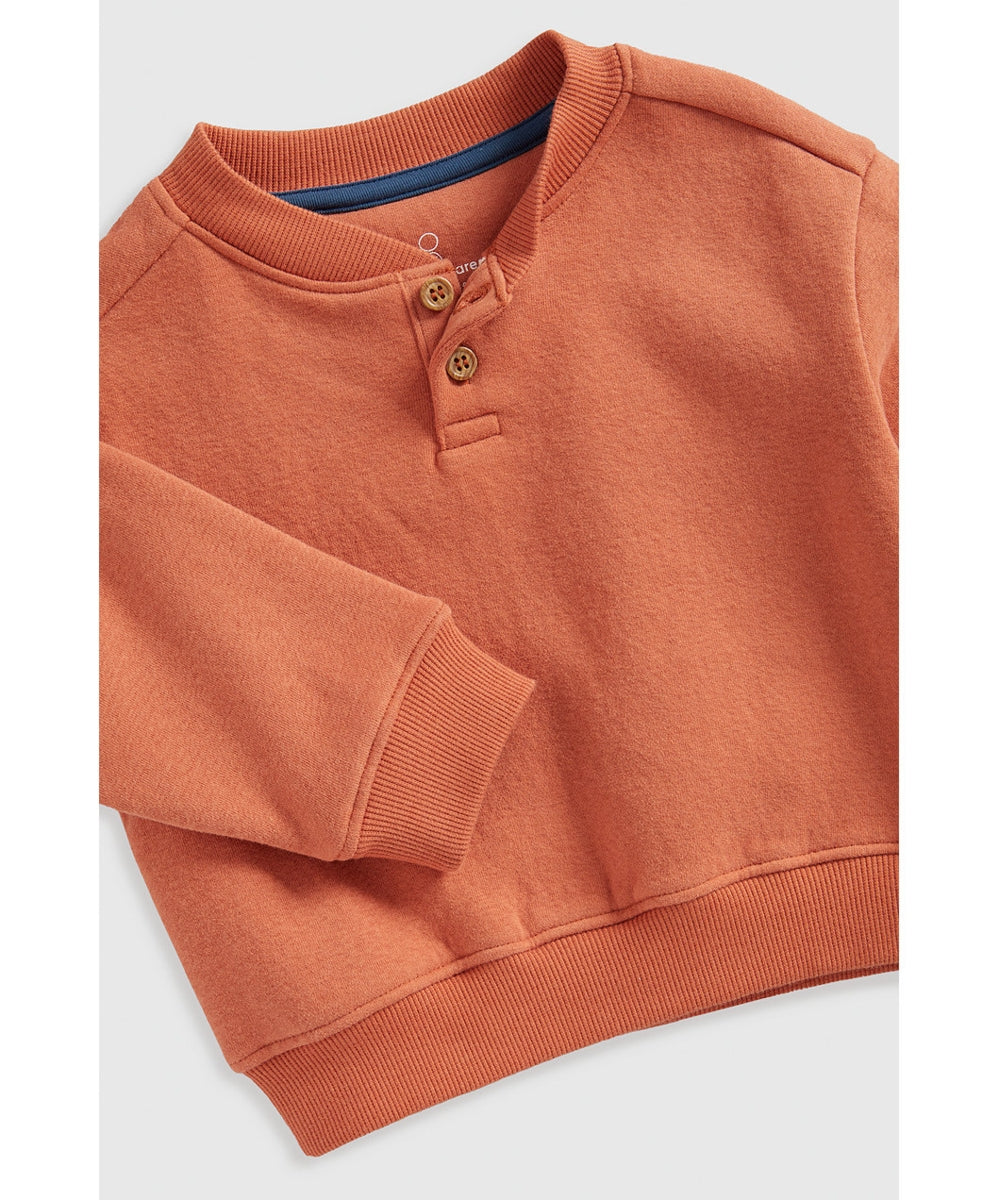 Orange Henley Sweat Top