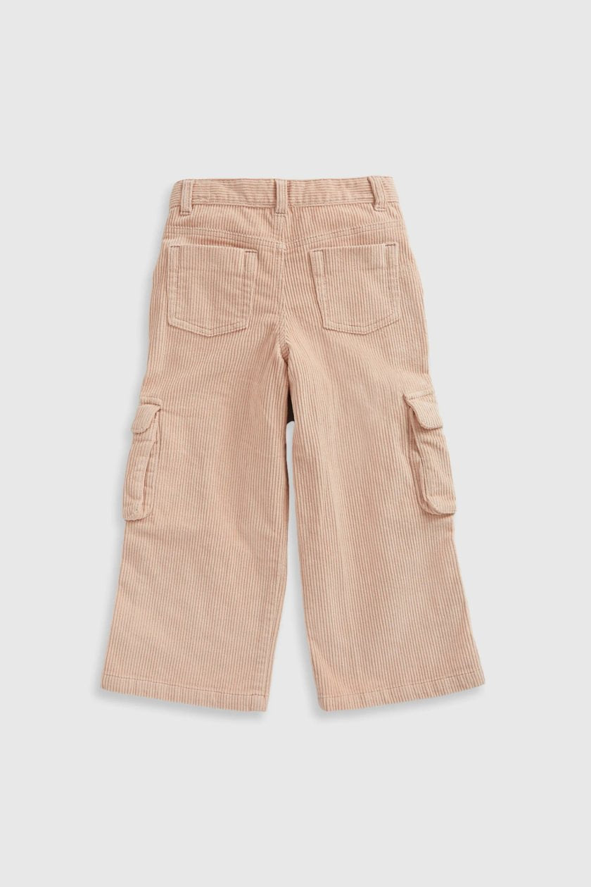 Beige Cord Wide-Leg Trousers