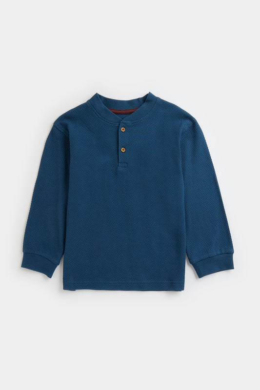 Navy Bubble Henley T-Shirt