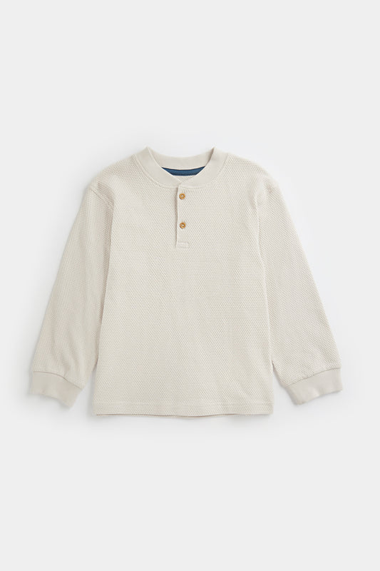 Cream Bubble Henley T-Shirt