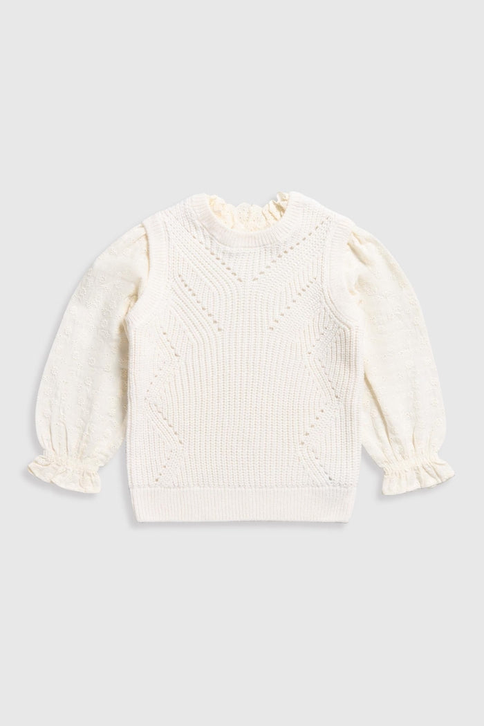 Knitted Tank Top with Woven Sleeves
