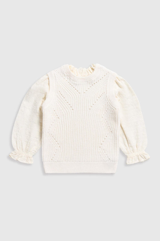 Knitted Tank Top with Woven Sleeves