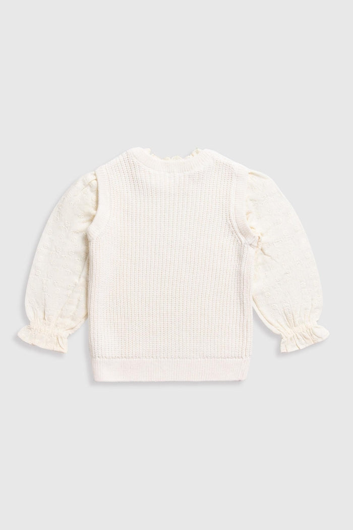 Knitted Tank Top with Woven Sleeves