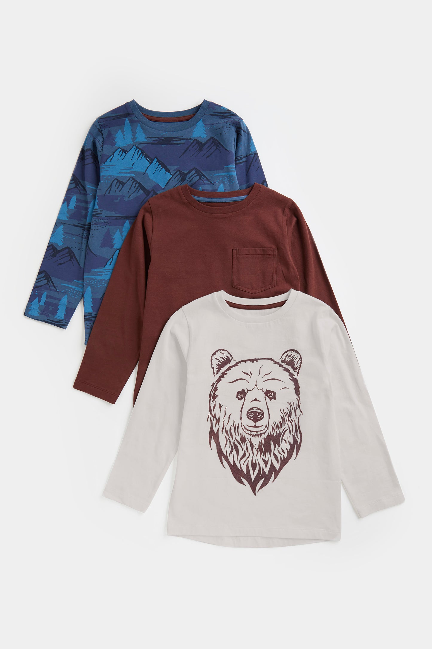 Bear Long-Sleeved T-Shirts - 3 Pack