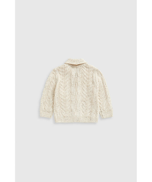 Oatmeal Cable-Knit Cardigan