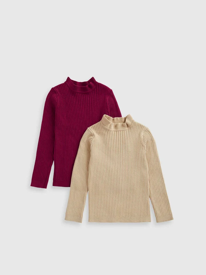 Stone and Berry Ribbed Tops - 2 Pack