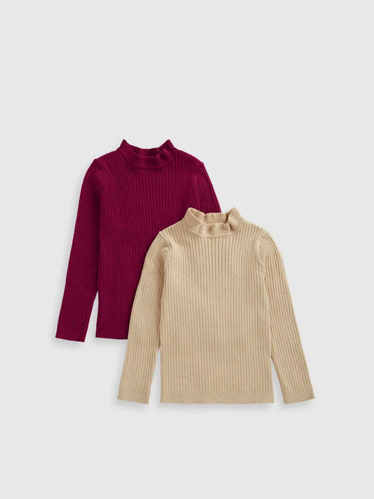 Stone and Berry Ribbed Tops - 2 Pack