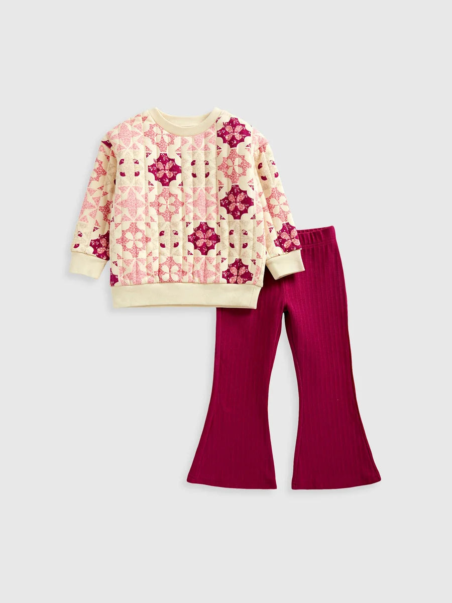 Berry Quilted Sweat Top and Leggings Set