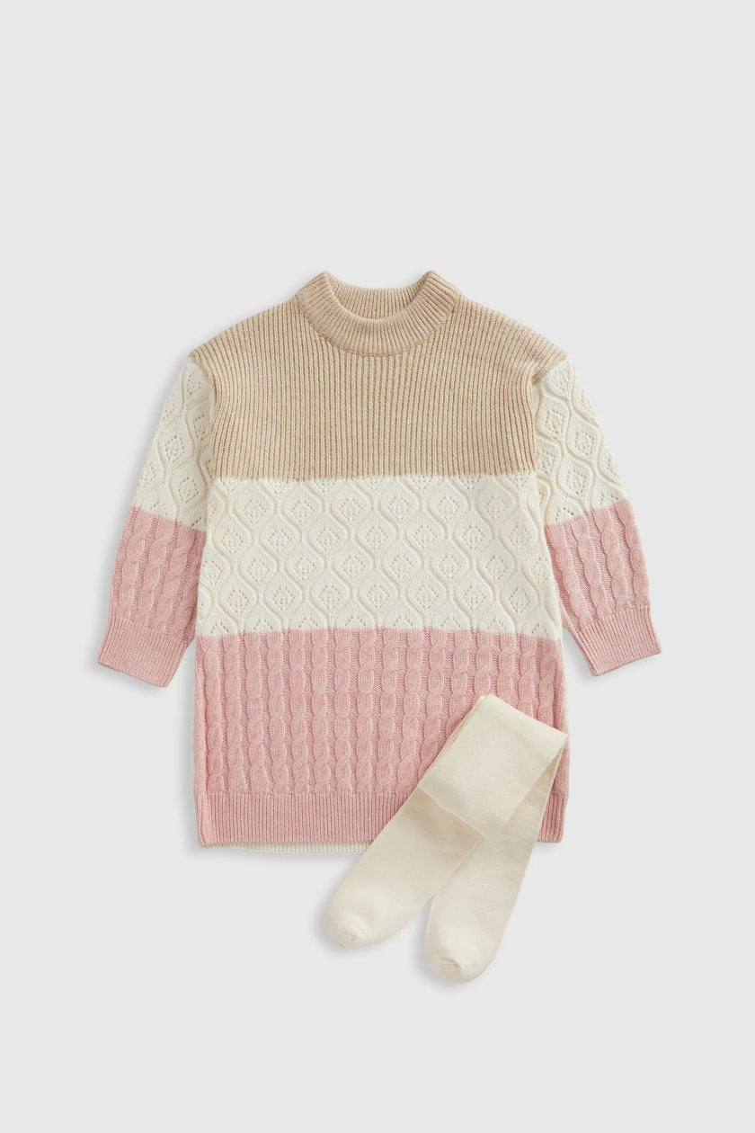 Striped Knitted Jumper and Tights Set