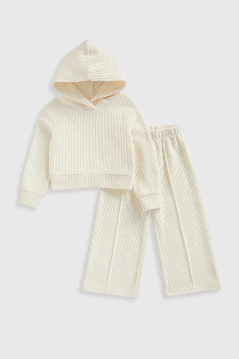 Cream Ribbed Velour Jog Set