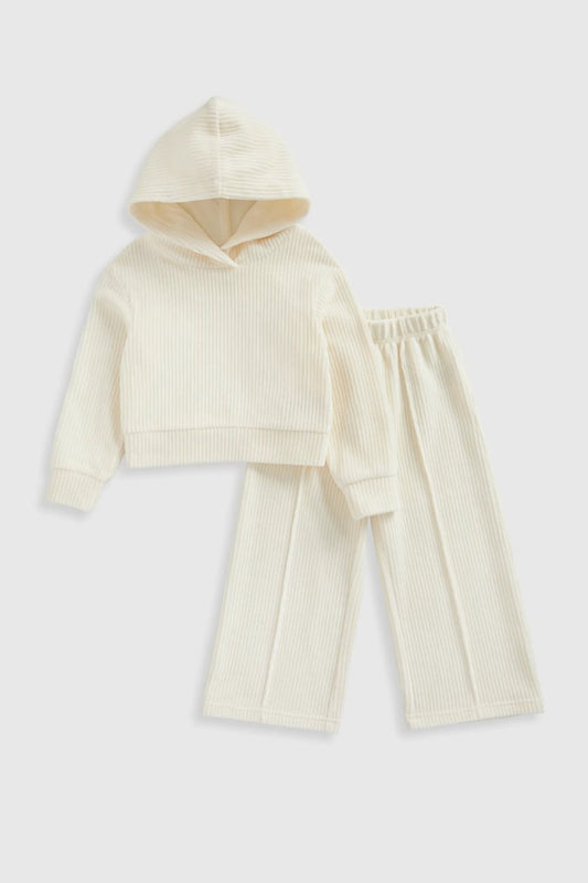 Cream Ribbed Velour Jog Set