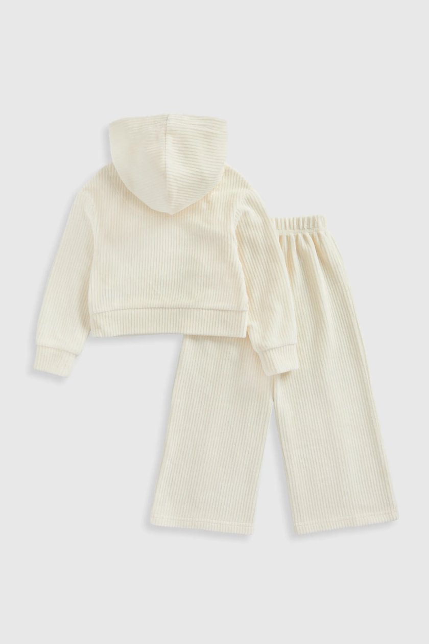 Cream Ribbed Velour Jog Set