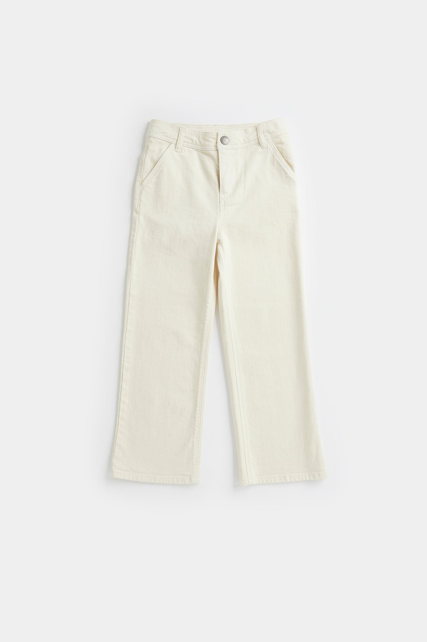 Ecru Wide-Leg Jeans