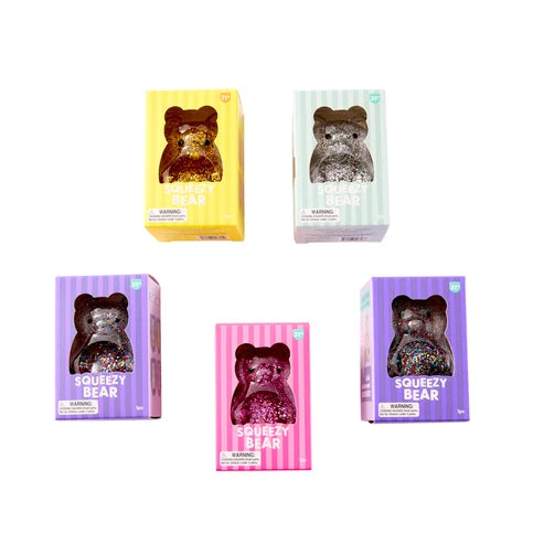 J'adore Glitter Squeezy Bear - Yellow