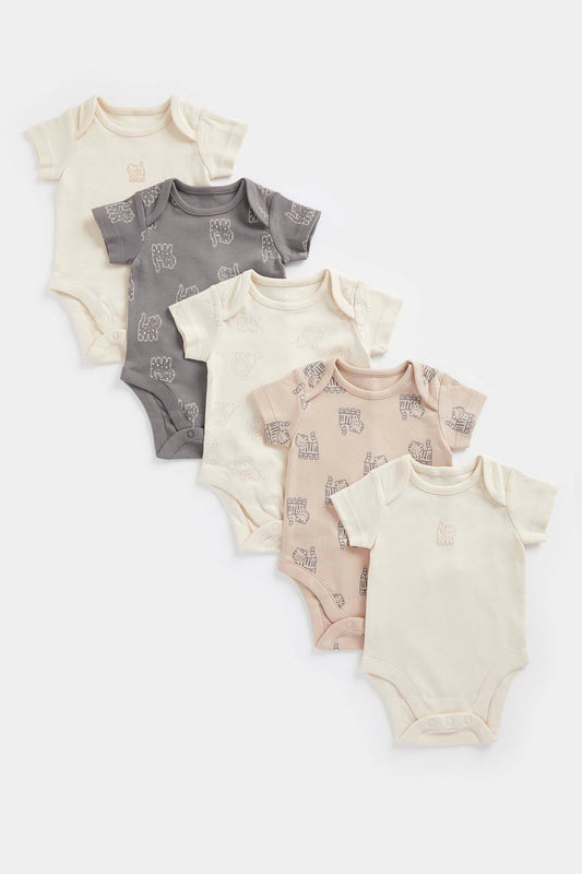 Big Cat Short-Sleeved Bodysuits - 5 Pack