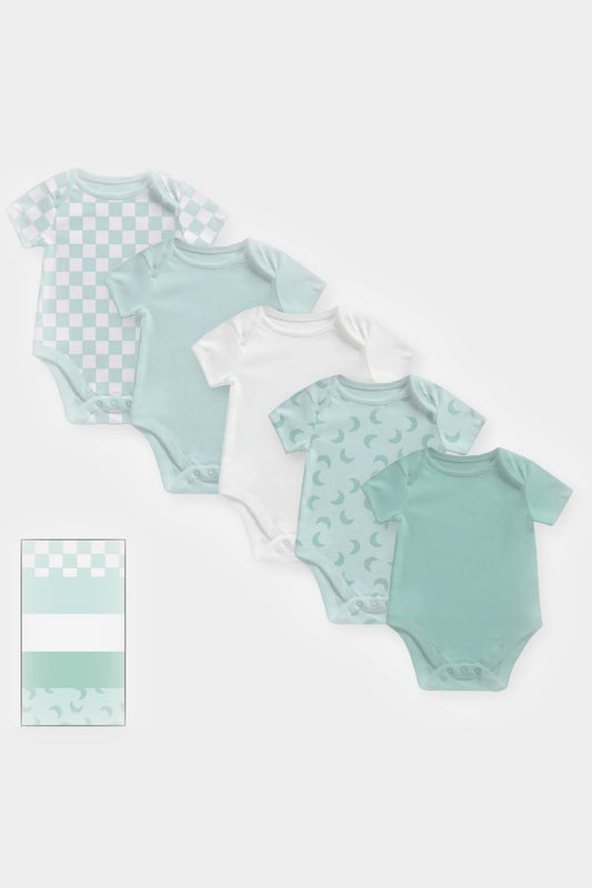 Mint Short-Sleeved Bodysuits - 5 Pack