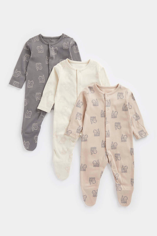 Big Cats Baby Sleepsuits - 3 Pack