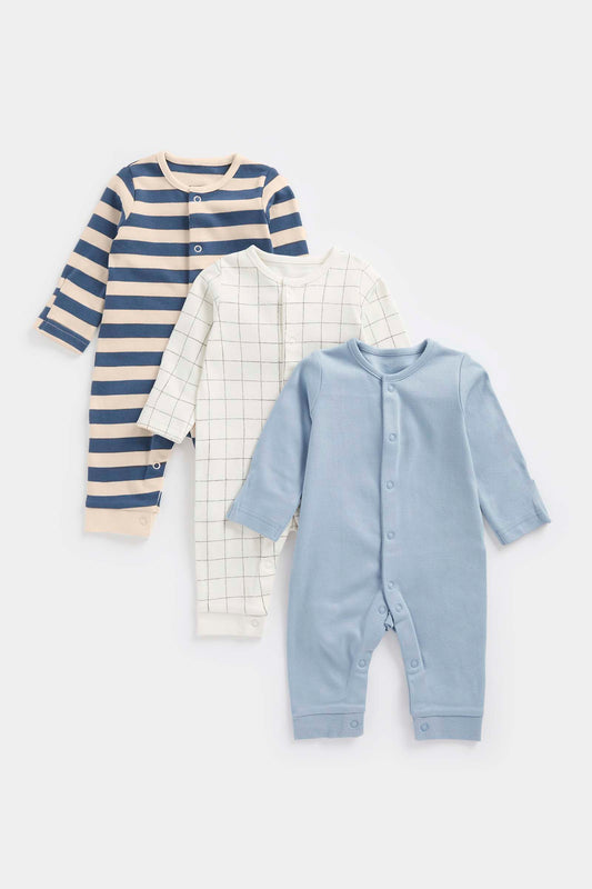 My First Blue Footless Sleepsuits - 3 Pack