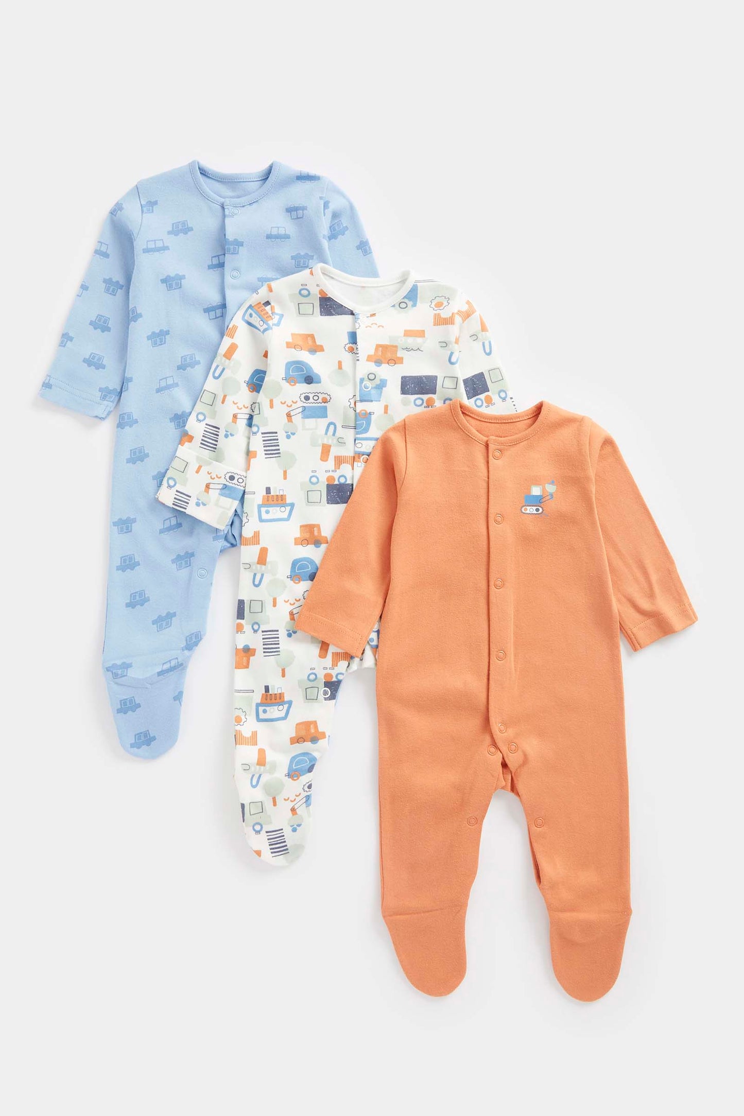 Vehicles Baby Sleepsuits - 3 Pack
