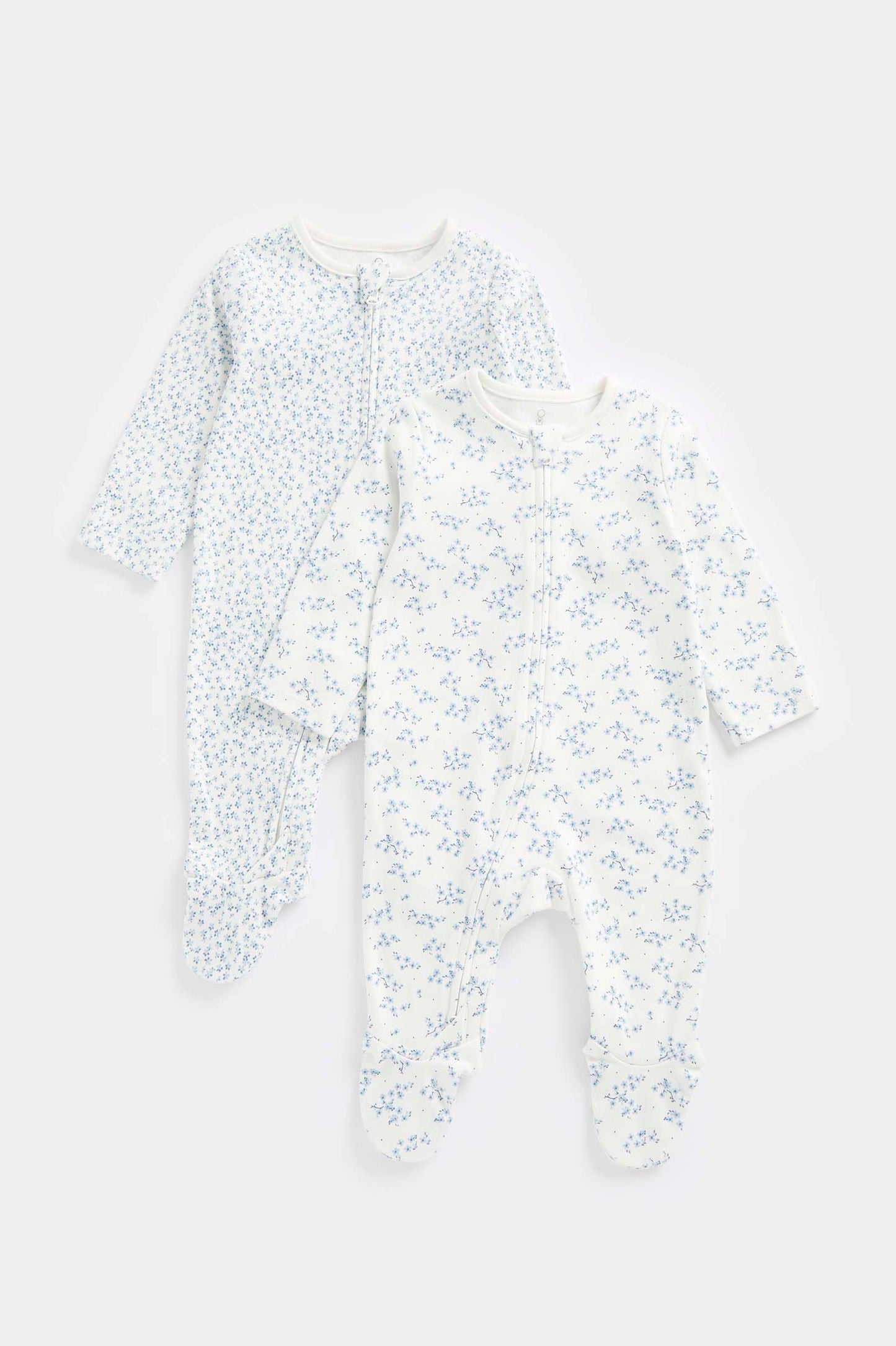 Ditsy Zip-Up Sleepsuits - 2 Pack