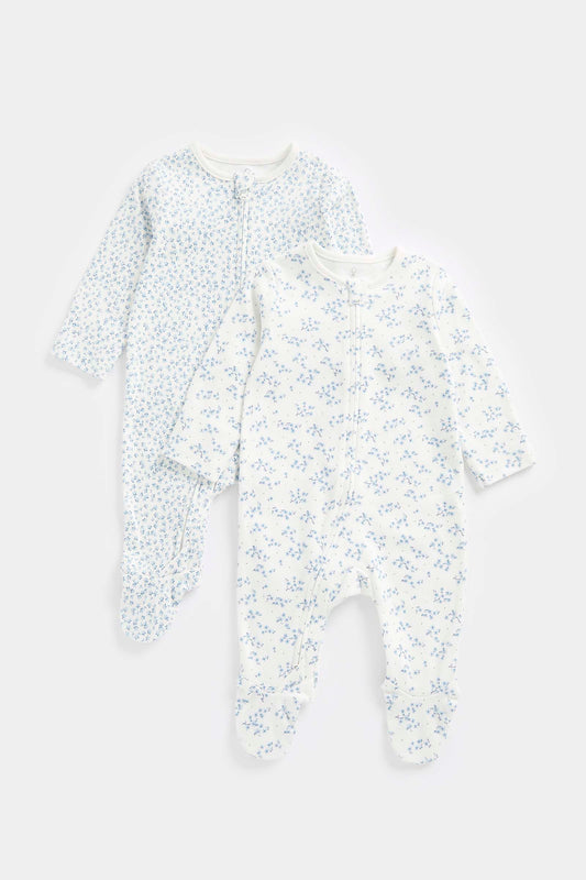 Ditsy Zip-Up Sleepsuits - 2 Pack