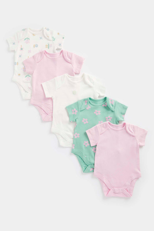 Garden Short-Sleeved Bodysuits - 5 Pack