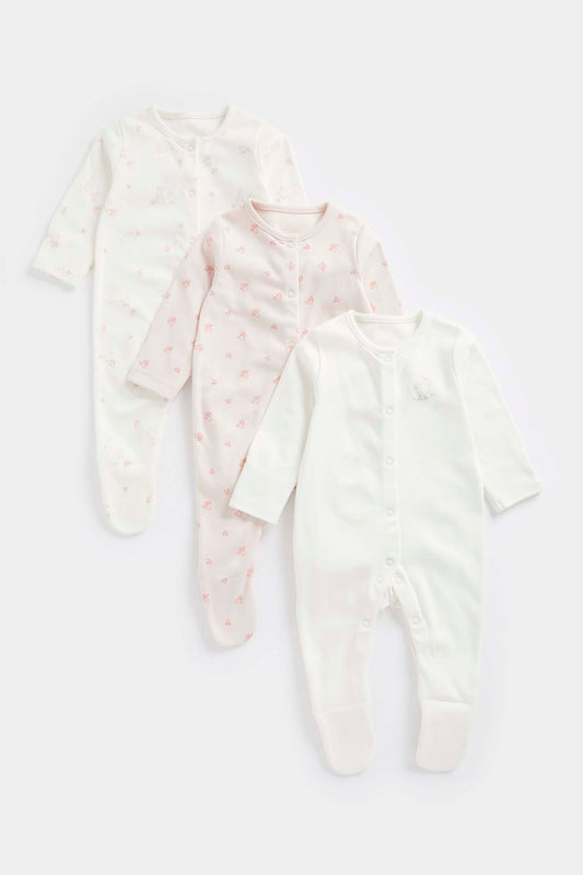 My First Pink Baby Sleepsuits - 3 Pack