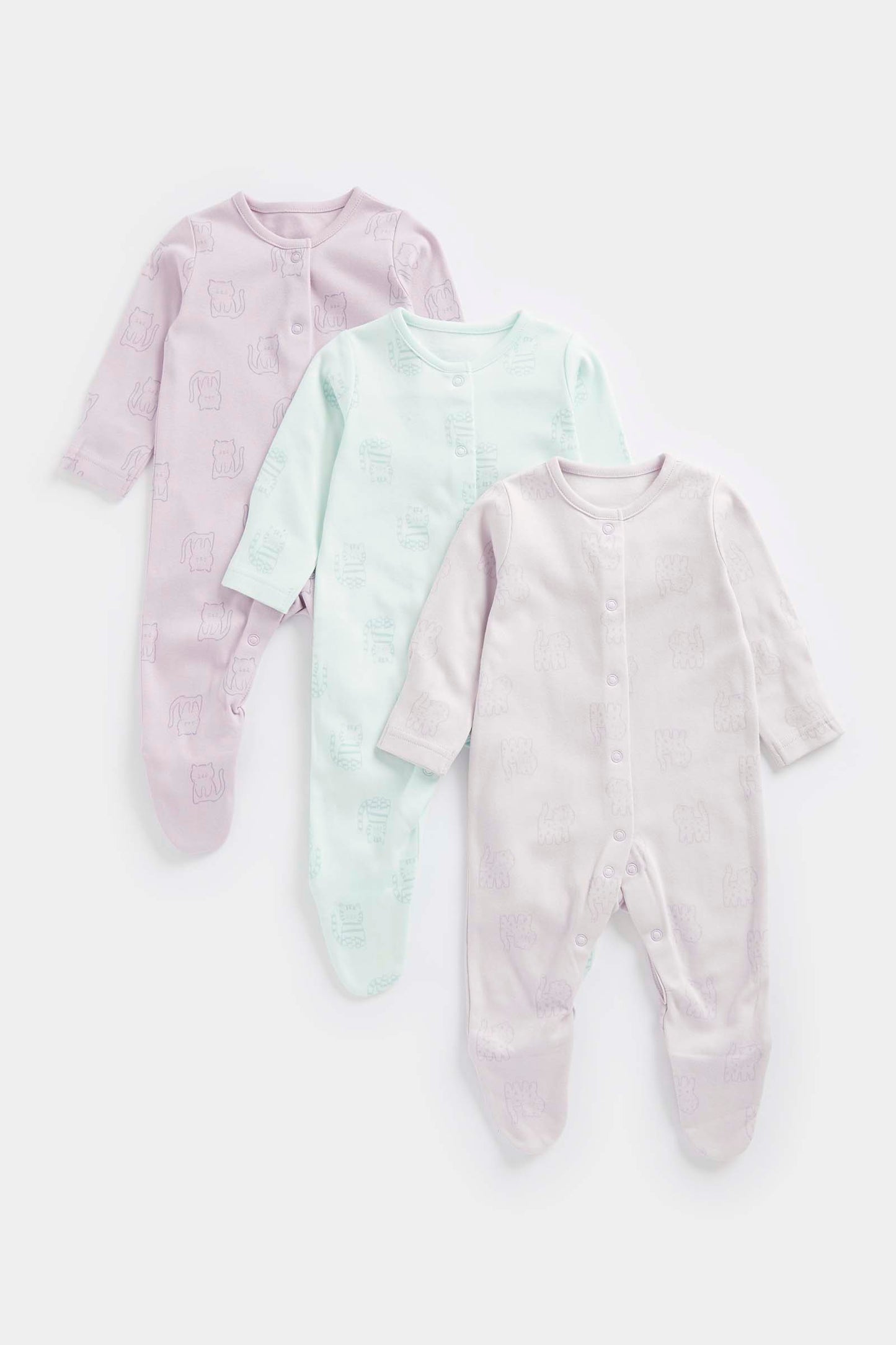 Cat Baby Sleepsuits - 3 Pack