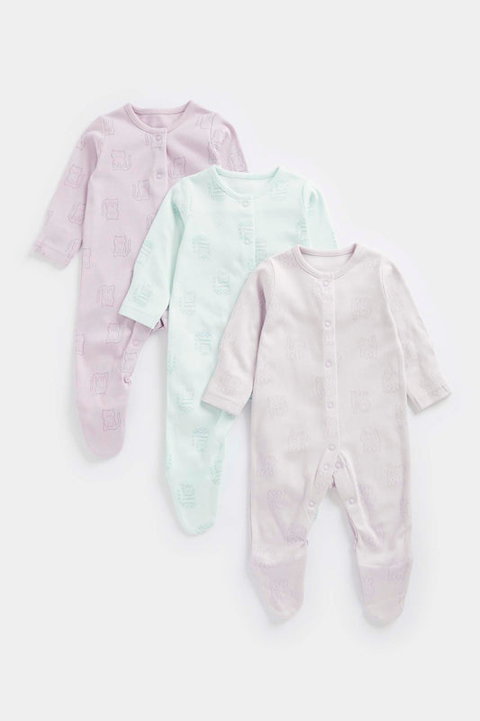 Cat Baby Sleepsuits - 3 Pack