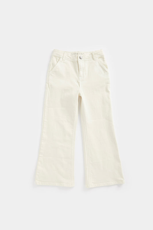 Ecru Wide-Leg Jeans
