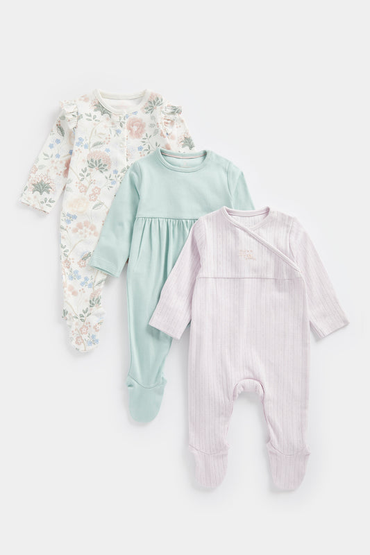 Newborn Girl Spring Blossom 3Pk All In Ones