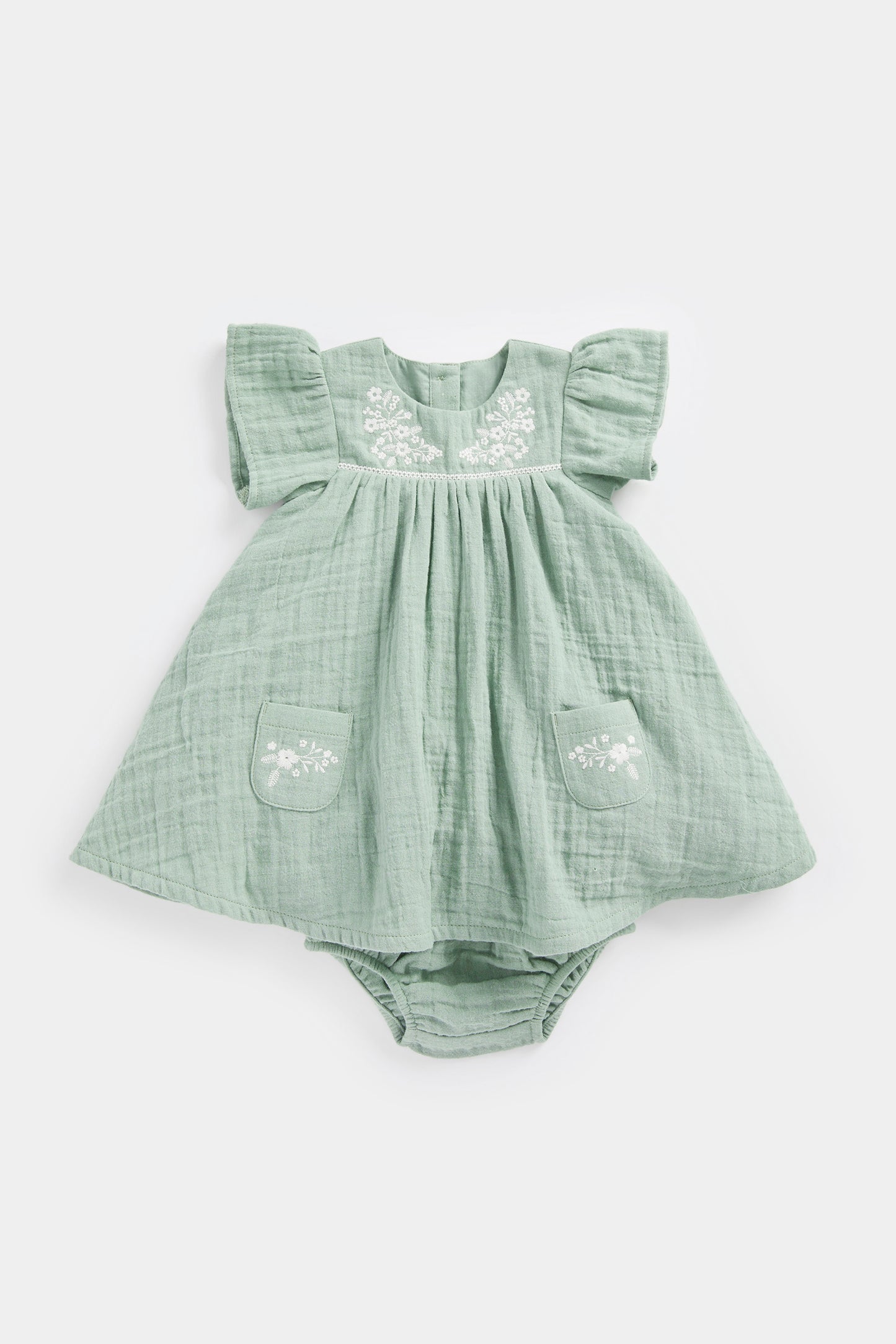 Newborn Girl Spring Blossom  Woven Dress And Knicker