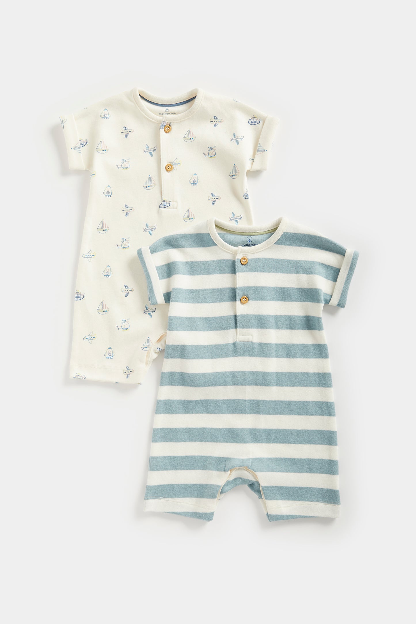 Newborn Boys Tiny Traveller  2Pk Short Sleeve Rompers