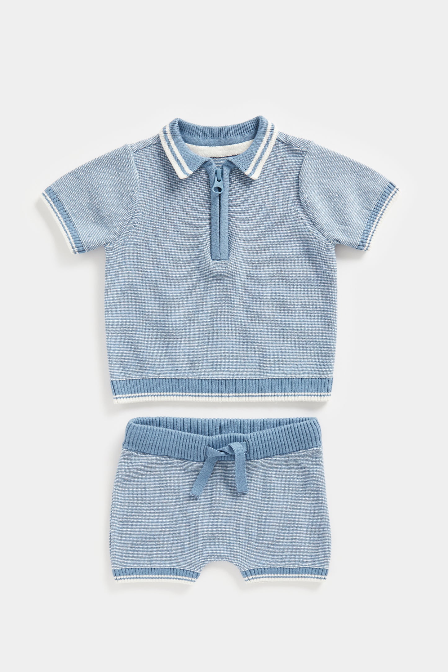 Newborn Boys Tiny Traveller Knitted  Polo & Short Set