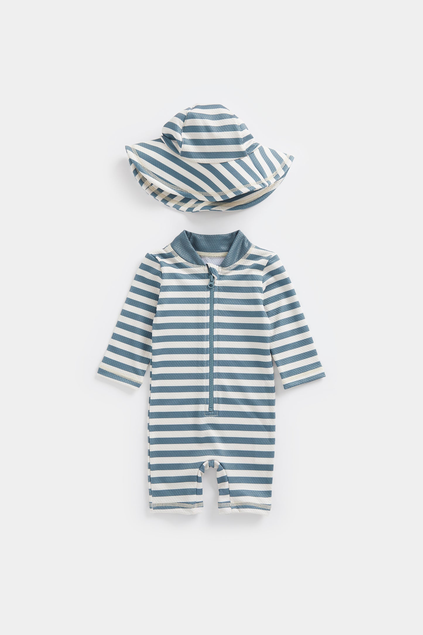 Newborn Boys Swim Stripe Sunsafe And Hat