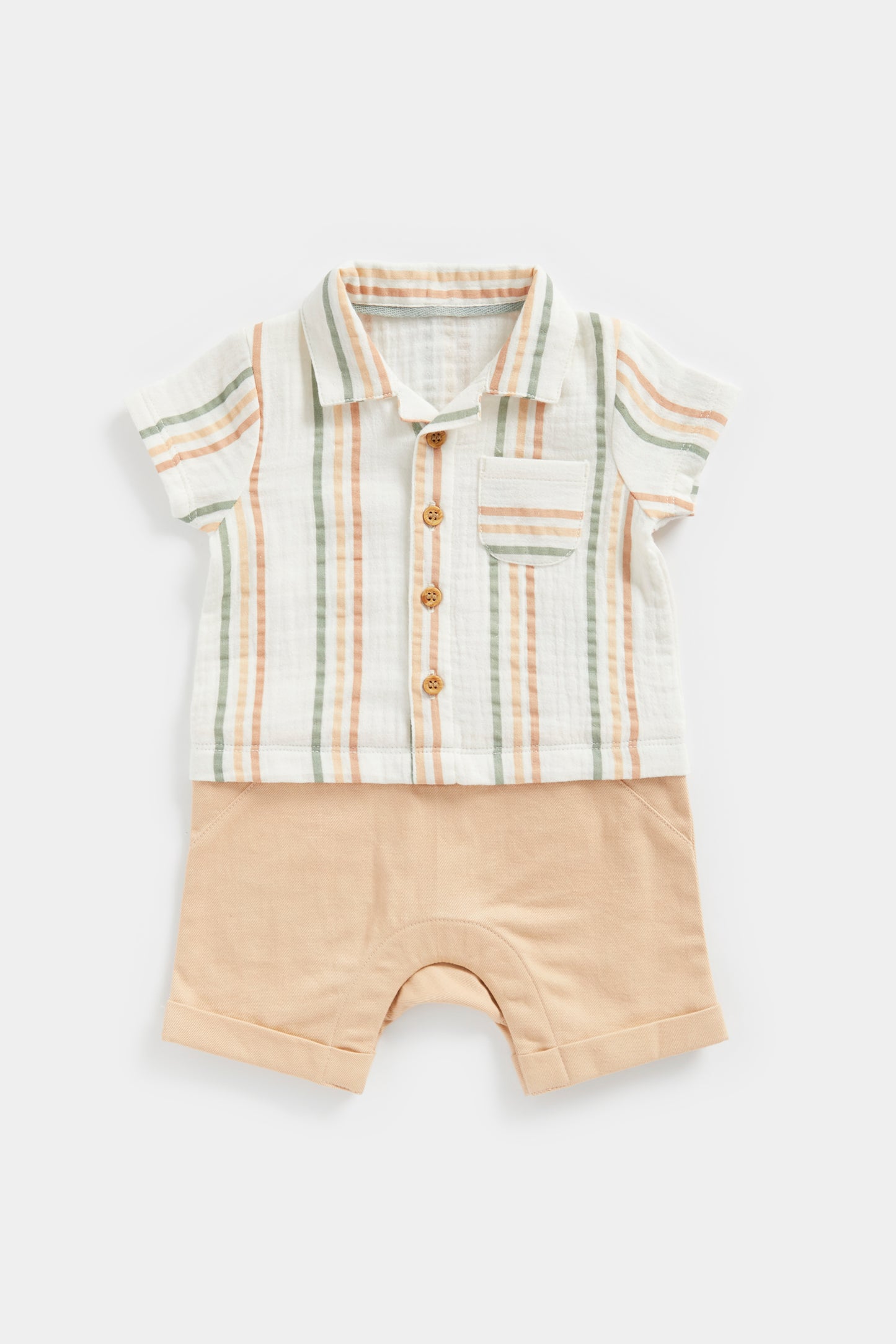 Newborn Boy Nature Neutrals Mock Romper