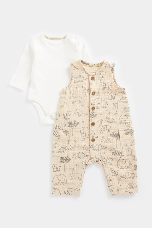 Newborn Boy Nature Neutrals Romper & Long Sleeve Bodysuit