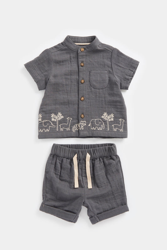 Newborn Boy Nature Neutrals Shirt & Short Set