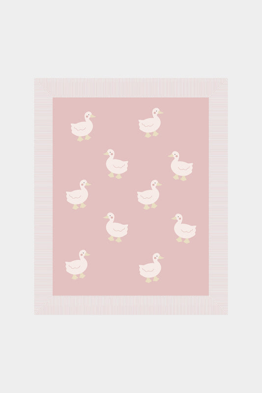 Girls Duck Knitted Blanket Pink