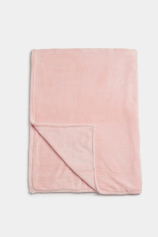 Essentials Cotbed Fleece Blanket Pink