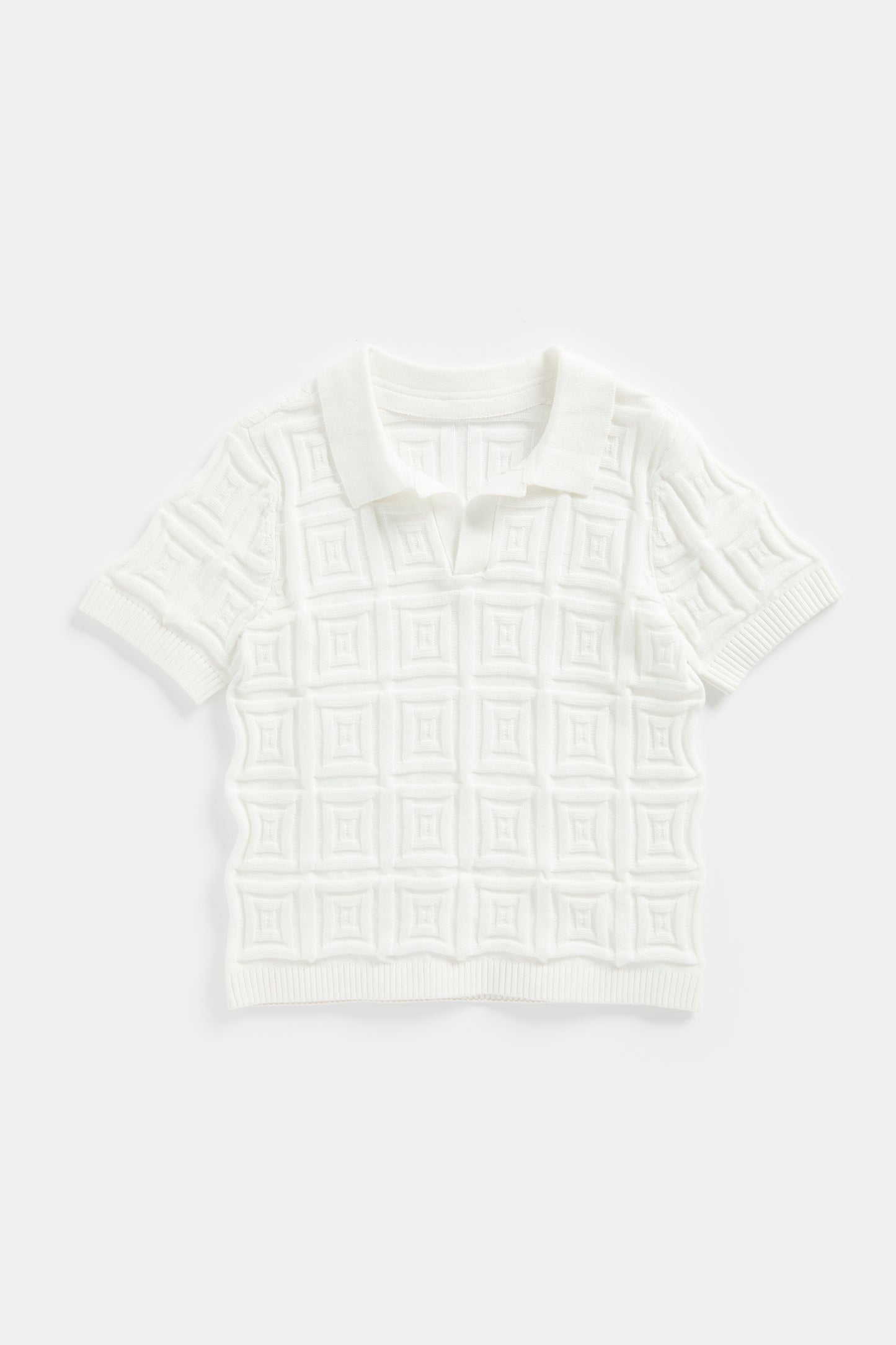 Mini Boys  Clean Blues Everley Textured Knit Short Sleeve Polo