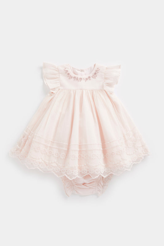 Newborn Girls Spring Blossom Pink Occasion Dress & Knicker