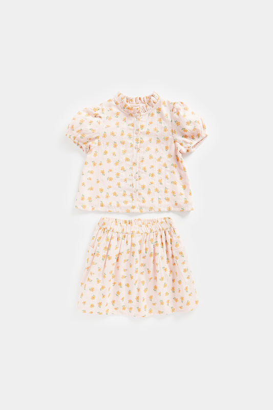 Floral Blouse and Skirt Set