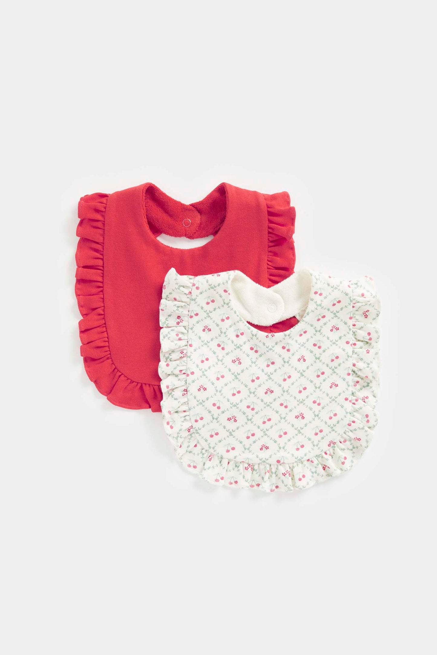 Newborn Girl Cherry Sweet  2Pk Frill Bibs