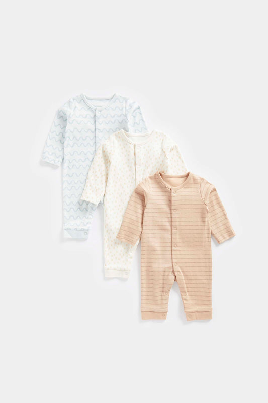 3 Pack Wave Footless Sleepsuits