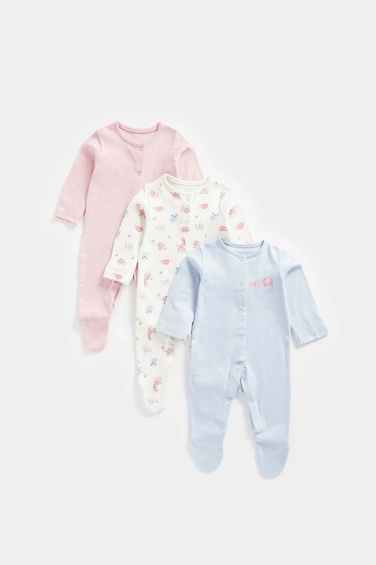 3 Pack Animal Sleepsuits
