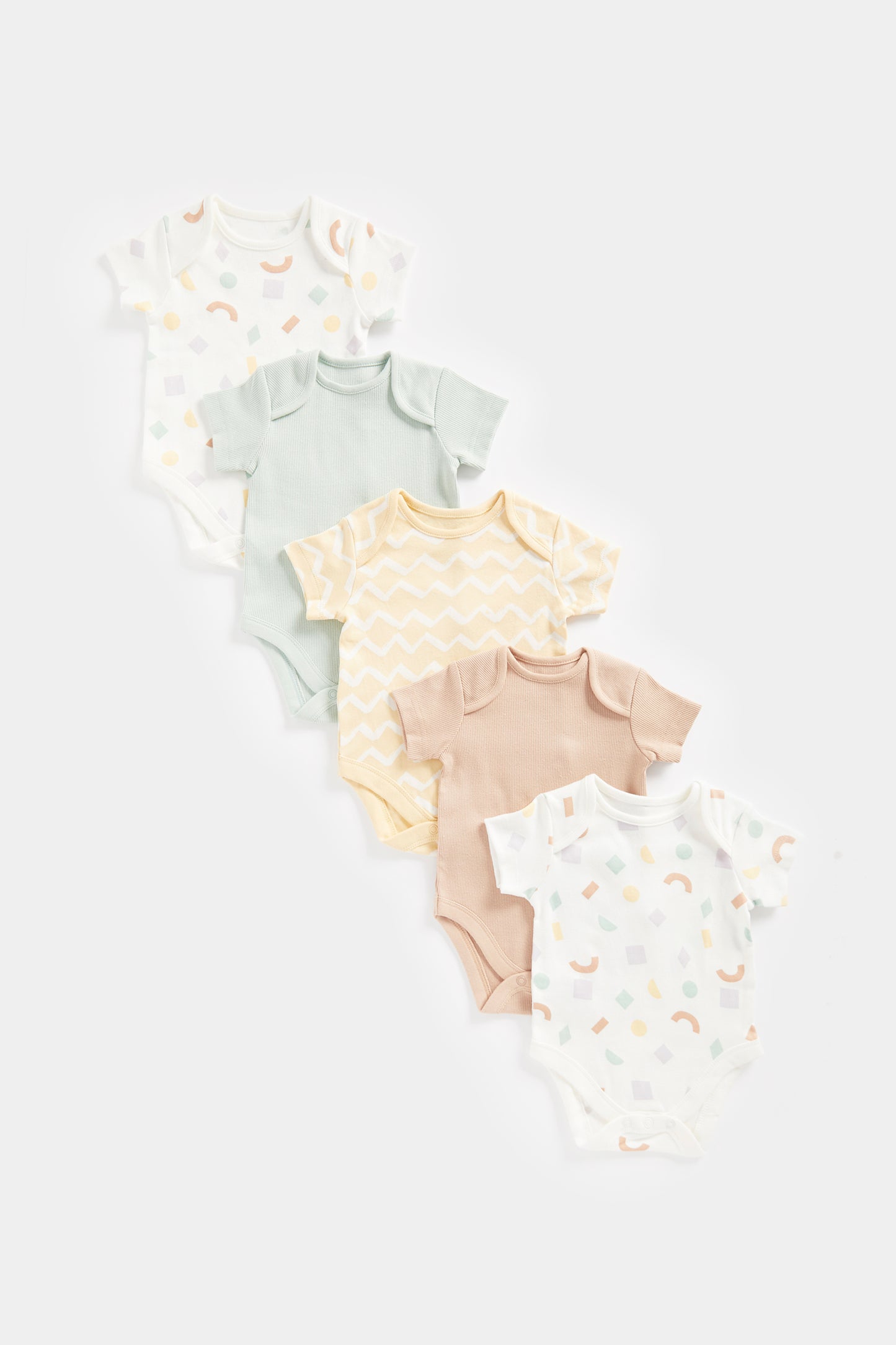 5 Pack Shapes Short-Sleeved Bodysuits