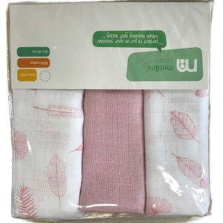 Pink Feather 3Pk Muslins Promo