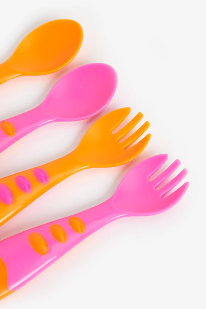 Easy Grip Spoon & Fork - Girl
